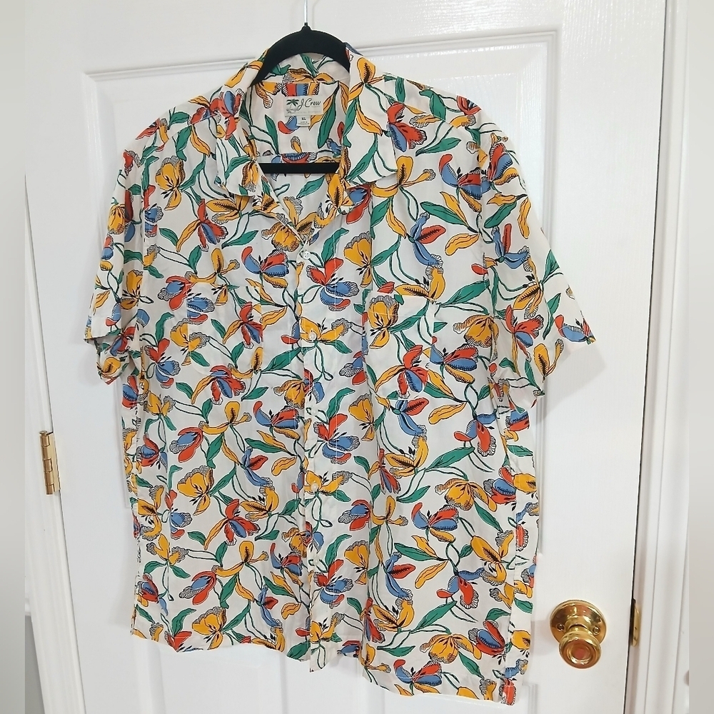 J. Crew Men's Aloha Shirt Tropical Resortwear Vacation Cruise Beach Size XL